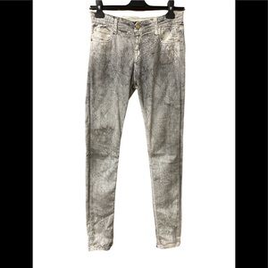 White And Black Painted Skinny Jeans